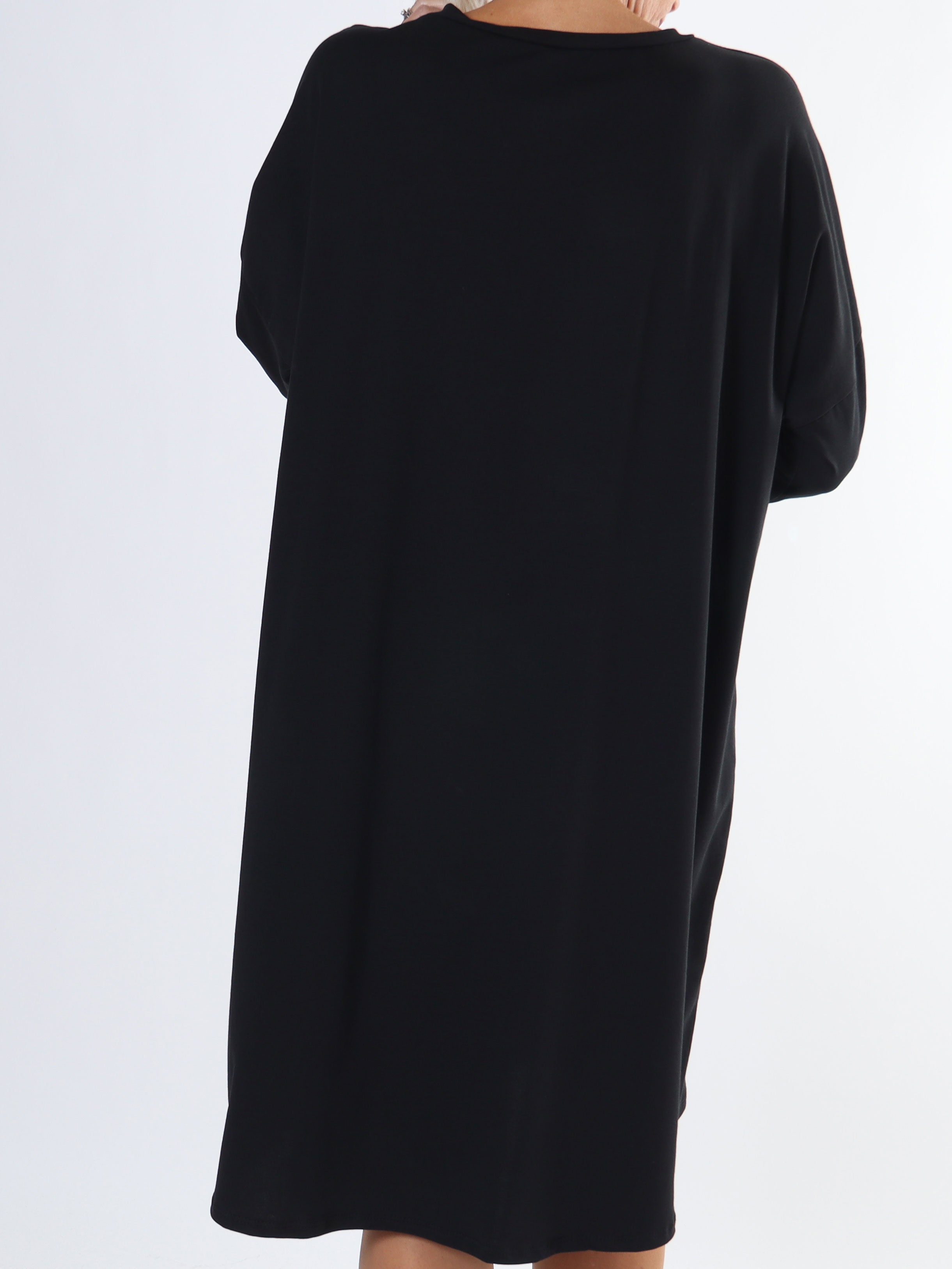 Amal Glitter - Plus size kjole i bomuld med tryk i similisten